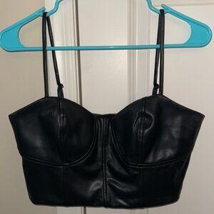 Express- Leather cropped tank